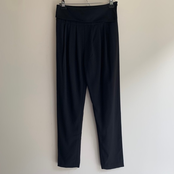 Aritzia Wilfred Tuxedo Pant High fold over Waist Straight leg Trouser Black - Picture 3 of 16